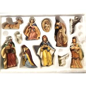 Heritage 11 Piece Porcelain Nativity Set Handpainted Collectible